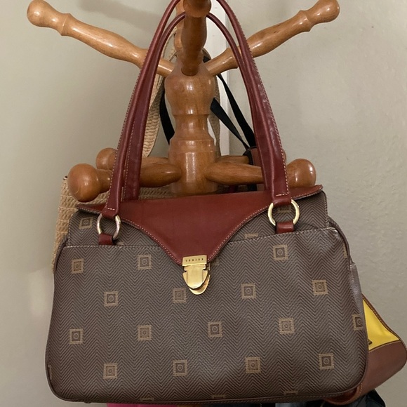 Texier Rich Leather and Coated Canvas Handbag Made in France - Picture 2 of 9